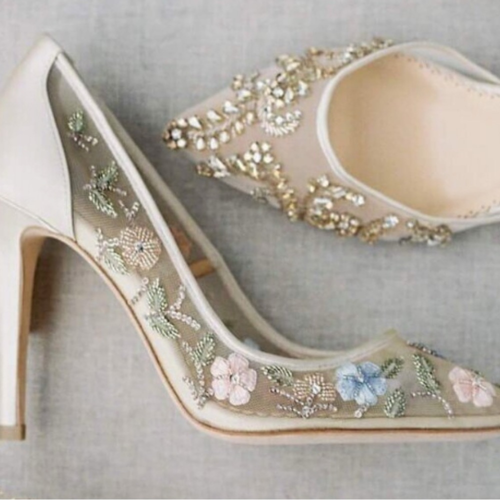 Elegant Embroidered Floral Heels